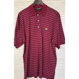 Men's Amen Corner Golf Polo Shirt Red Blue Stripes 100% Pima Cotton L